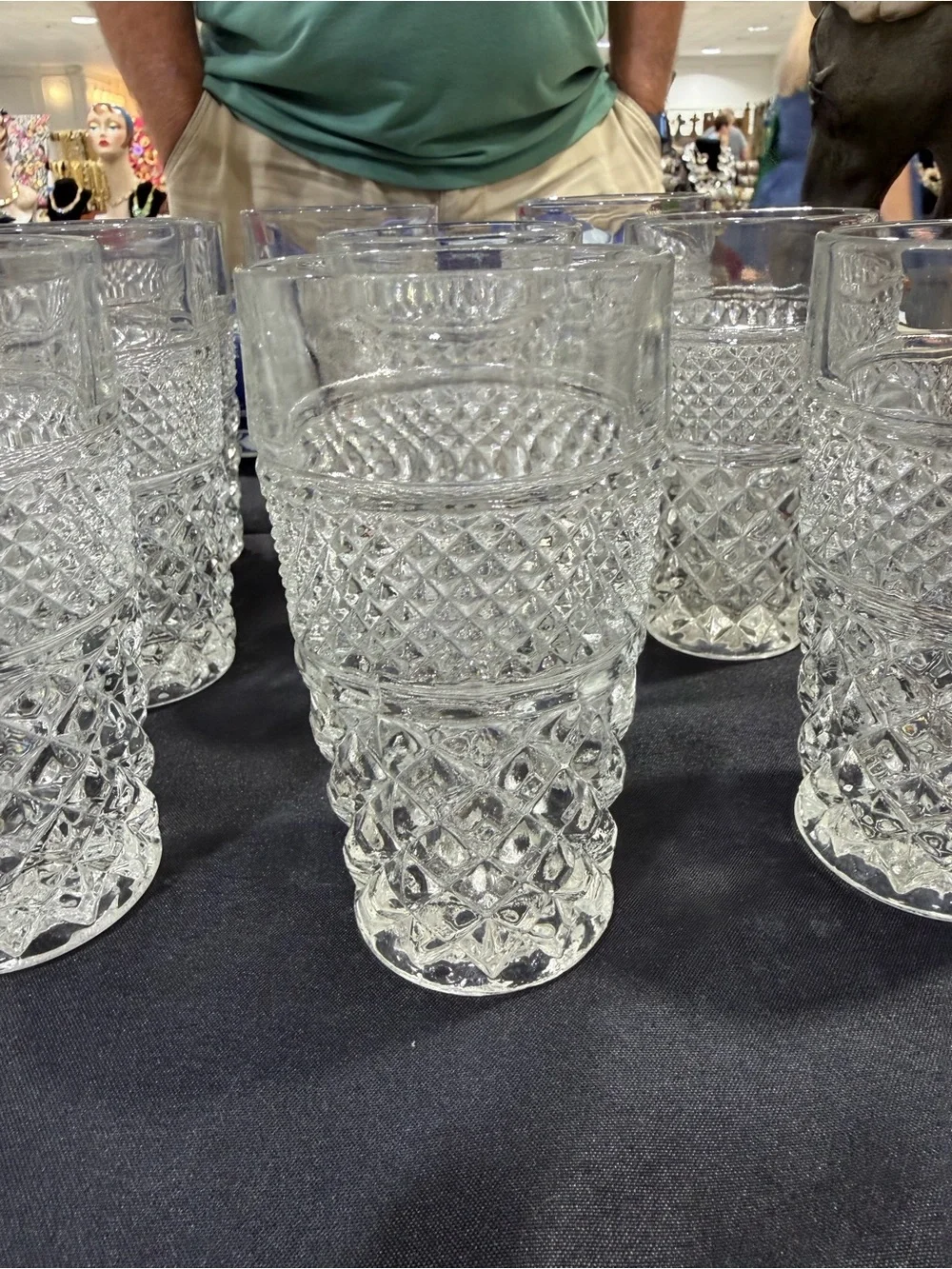 11 Anchor Hocking Wexford 10 Oz Flat Tumblers Vintage Clear Criss Cross Cut lot
